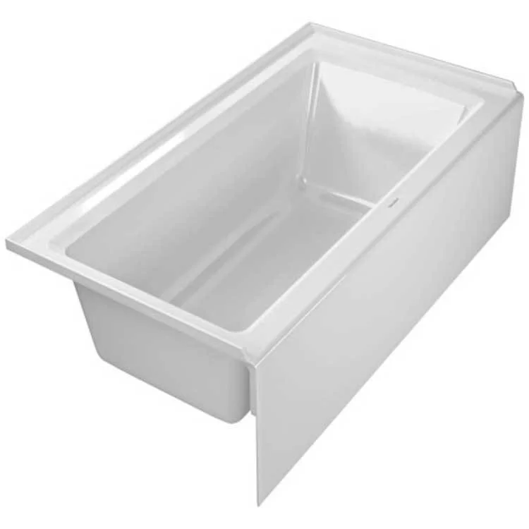 Soaking Tub Architec 60 x 32-1/8 Inch Integrated Panel & Flange Left Drain White Acrylic