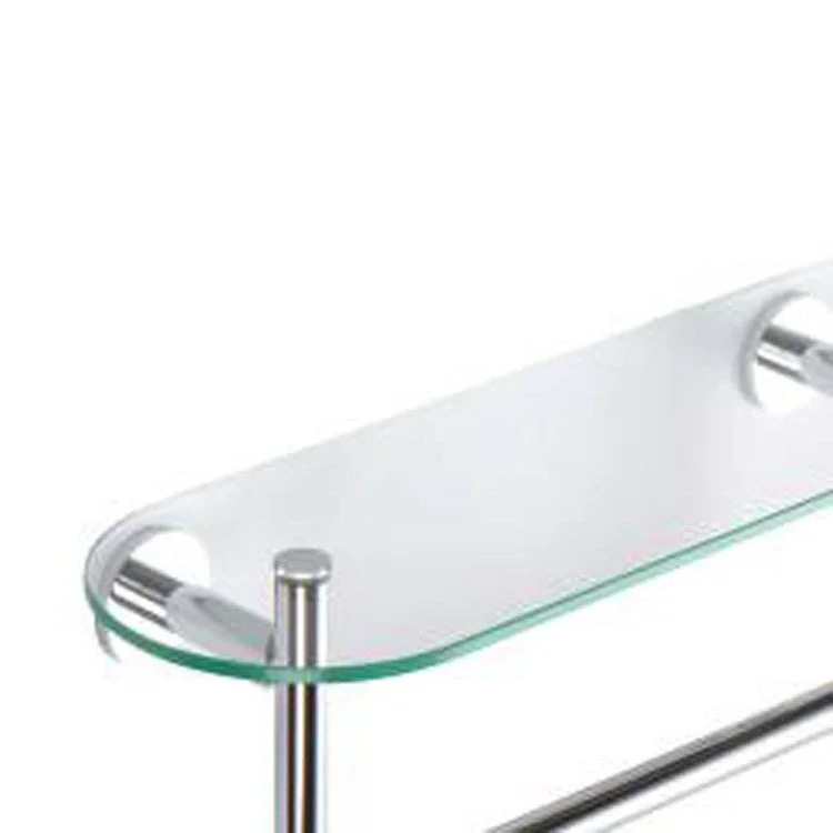 Shelf Sine Toiletry with Towel Bar Polished Chrome 18 Inch Brass/Glass