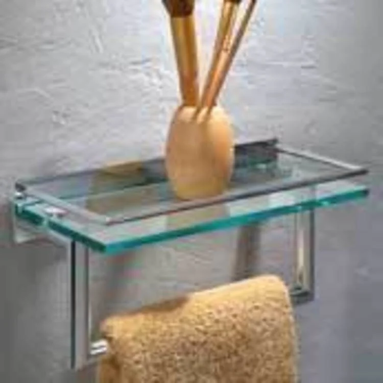 Shelf Surface Toiletry with Towel Bar Polished Chrome 12 Inch Brass/Glass