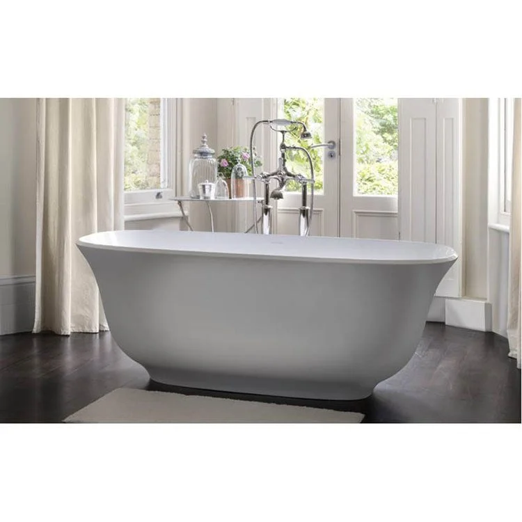 Freestanding Tub Amiata 65 x 32 Inch Less Overflow Center Drain Standard White Matte Rectangle