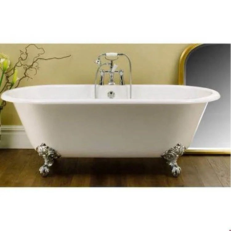 Freestanding Tub Cheshire 69 x 31 Inch Overflow Center Drain Englishcast White/Brushed Nickel Oval