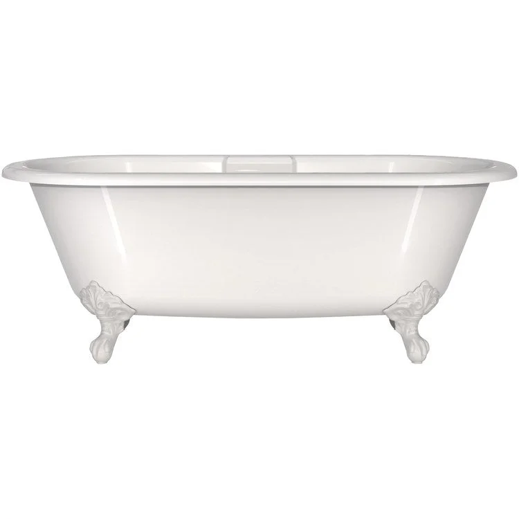 Freestanding Tub Cheshire 69 x 31 Inch Overflow Center Drain Englishcast White/Polished Nickel Oval