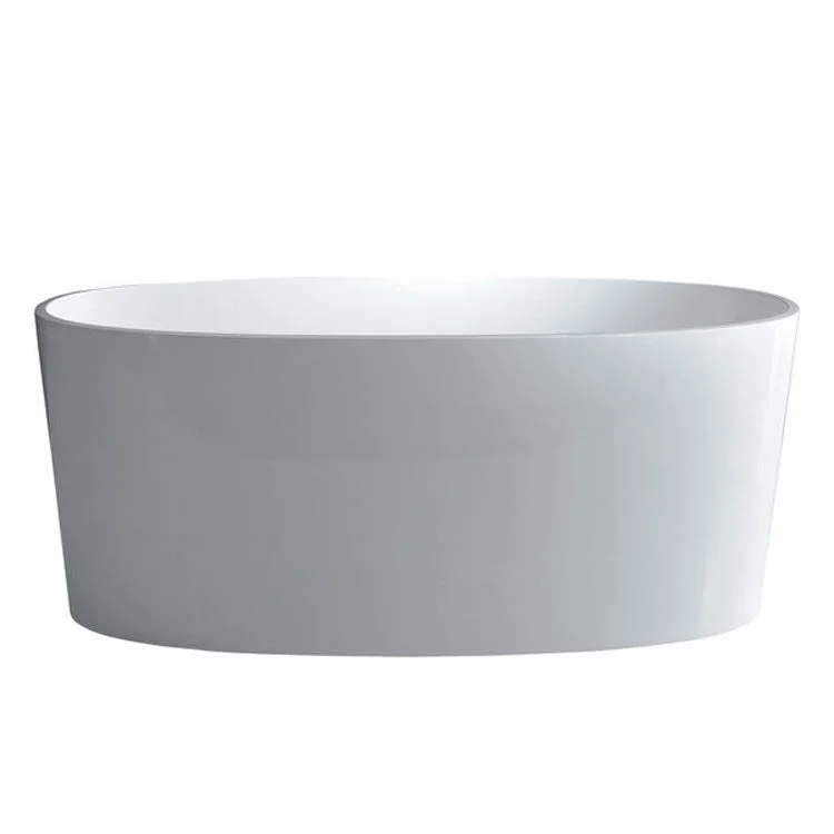 Freestanding Tub IOS 60 x 32 Inch Less Overflow Center Drain Standard White Gloss Oval