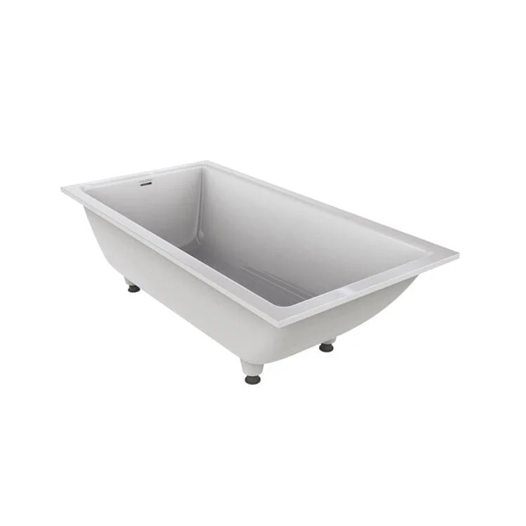 Tub Kaldera 60 x 30 Inch Undermount or Drop-In Internal Overflow Rear Drain Standard White Gloss Volcanic Limestone 48.5 Gallon