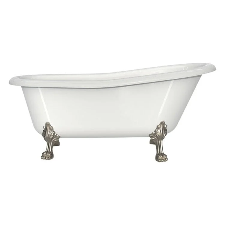 Freestanding Tub Roxburgh 68 x 32 Inch Overflow Rear Drain Standard White Gloss/Brushed Nickel Curved