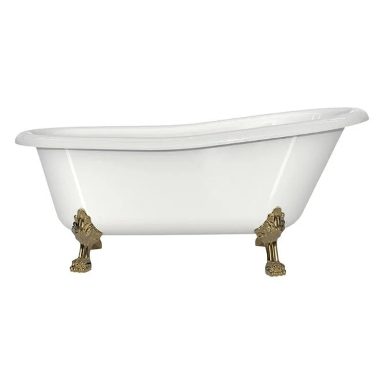 Freestanding Tub Roxburgh 68 x 32 Inch Overflow Rear Drain Standard White Gloss/Polished Brass Curved