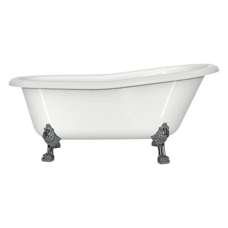 Freestanding Tub Roxburgh 68 x 32 Inch Overflow Rear Drain Standard White Gloss/Polished Chrome Curved