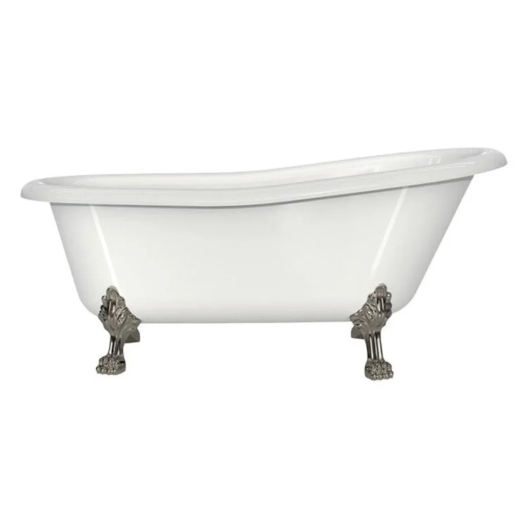 Freestanding Tub Roxburgh 68 x 32 Inch Overflow Rear Drain Standard White Gloss/Polished Nickel Curved