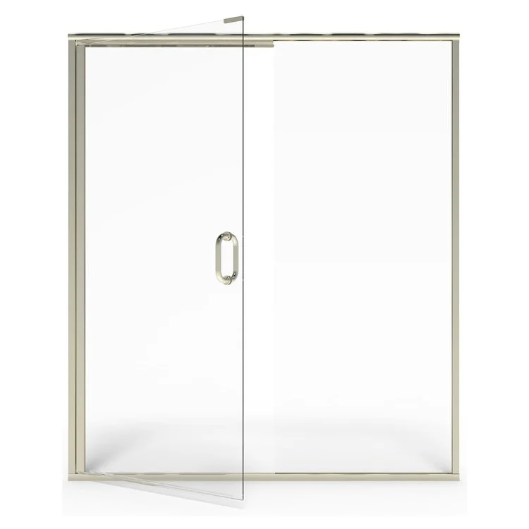 48" L x 76" H Semi-Frameless Swing Shower Door with Panel - Brushed Nickel/Clear