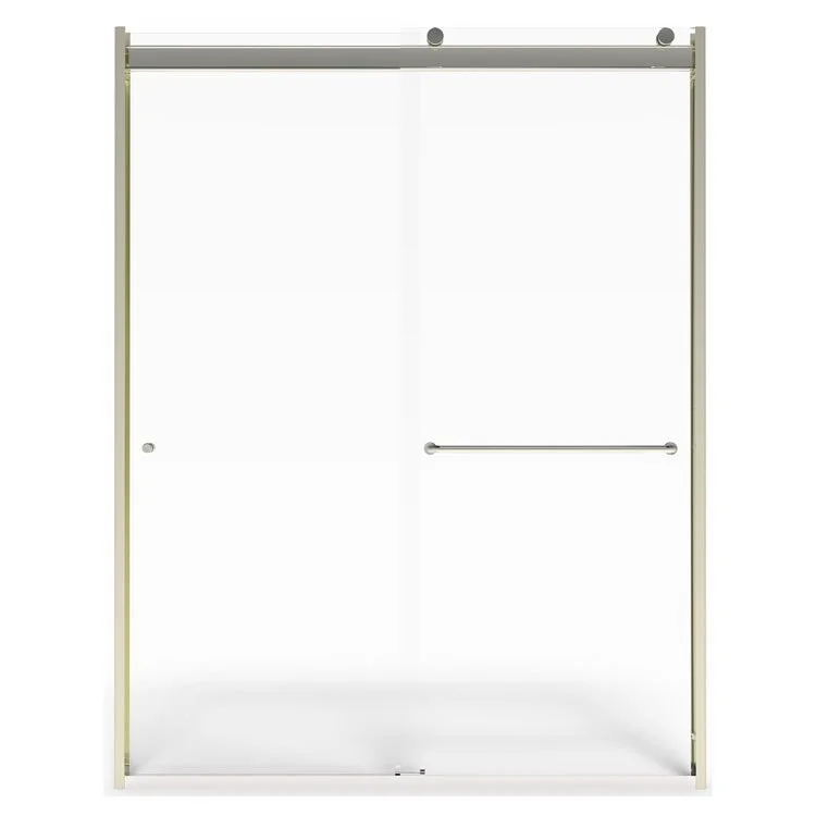 48" L x 70" H Semi-Frameless Top-Roller Sliding Shower Door - Brushed Nickel/Clear