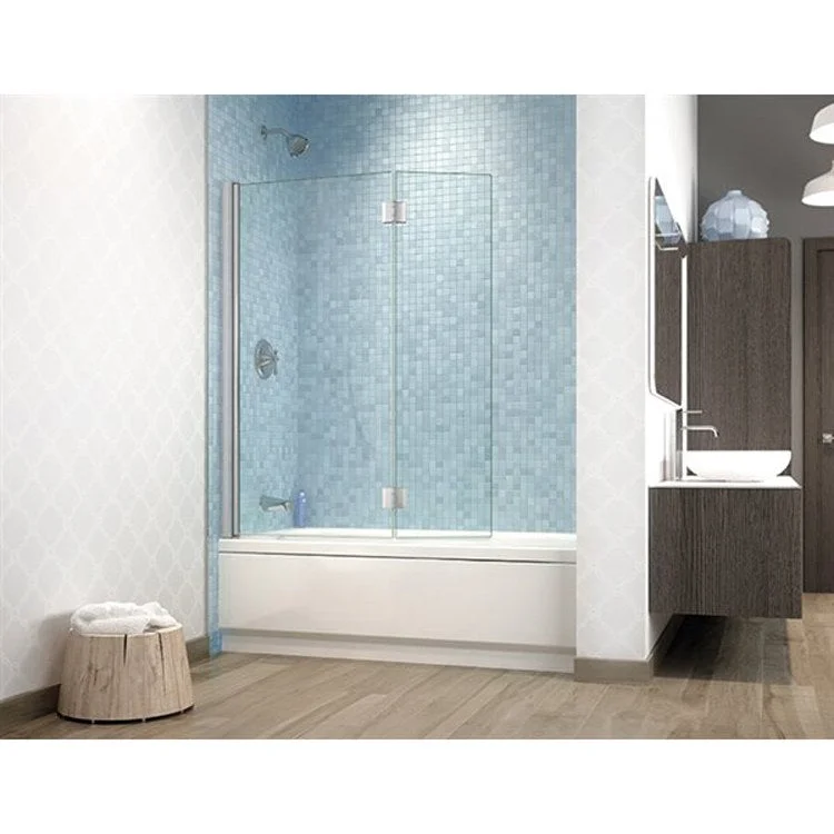 Shower Door Siena Tub Shield 45-1/4 x 58 Inch Brushed Nickel Clear 1/4 Inch