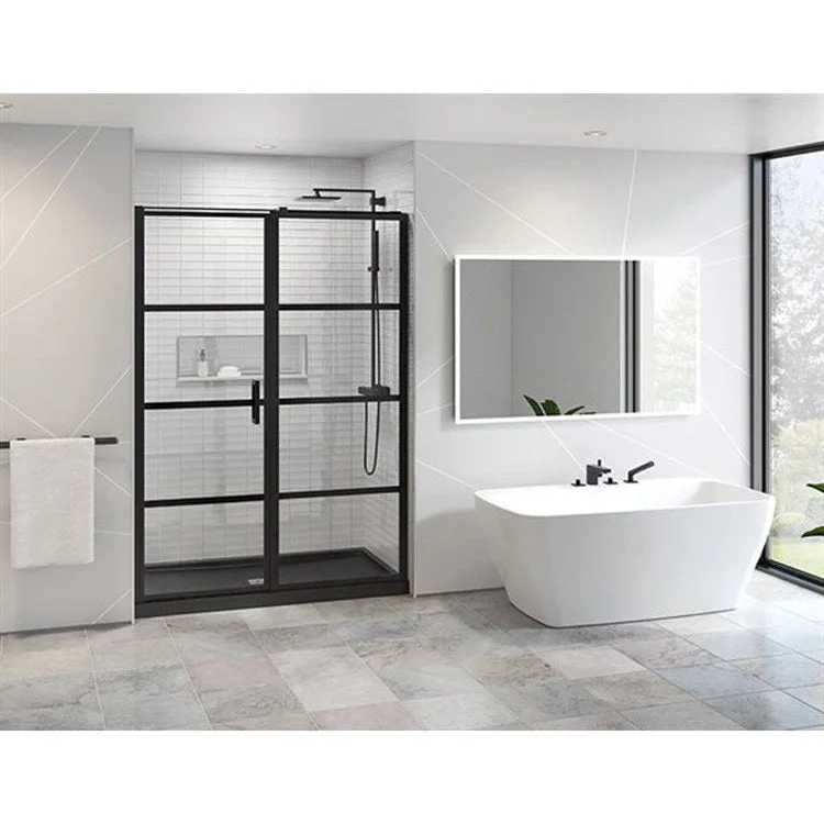 Shower Door Latitude Inline Pivot 54 x 79 Inch Matte Black Clear with Black 5/16 Inch