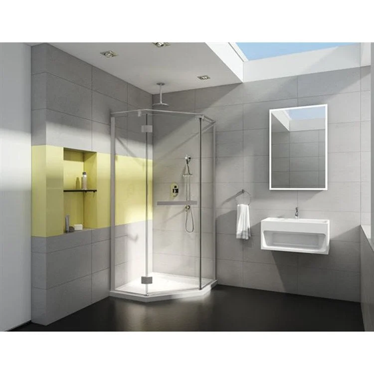 Shower Door Pura Neo-Angle 36 x 78 Inch Brushed Nickel Clear 1/4 Inch