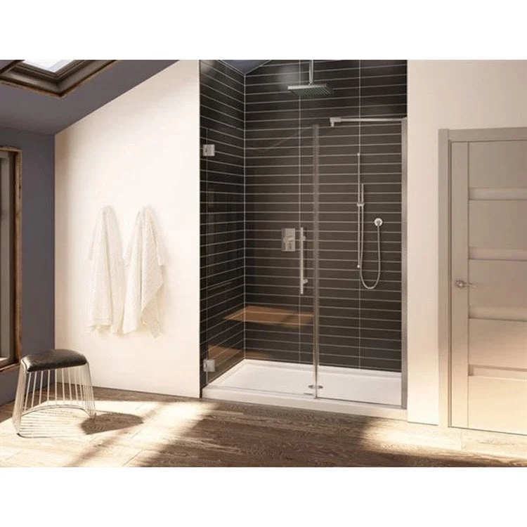 Shower Door Kara with Wall Mount Hinges 46 x 79 Inch Brushed Nickel Clear 3/8 Inch