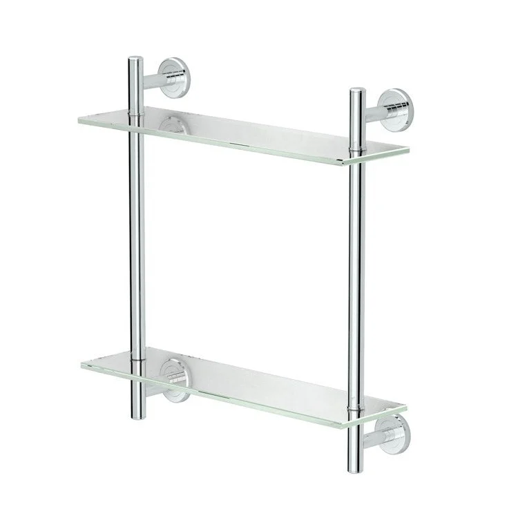 Shelf Latitude II 2 Tier Glass Shelf Chrome 17 Inch Tempered Glass