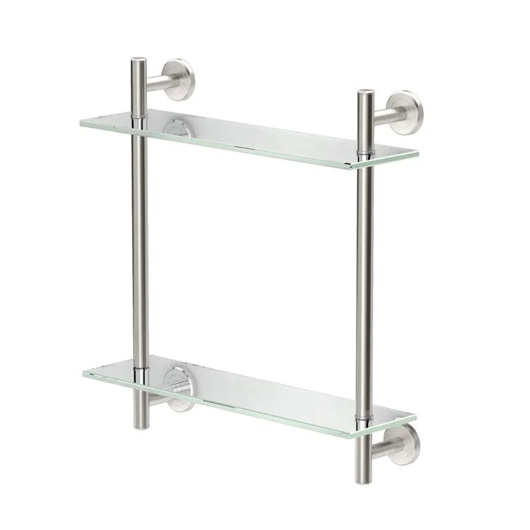 Shelf Latitude II 2 Tier Glass Shelf Satin Nickel 17 Inch Tempered Glass