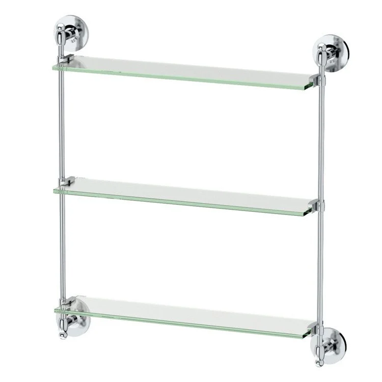 Shelf Premier Adjustable 3 Glass Shelf Chrome 23.75 Inch Brass