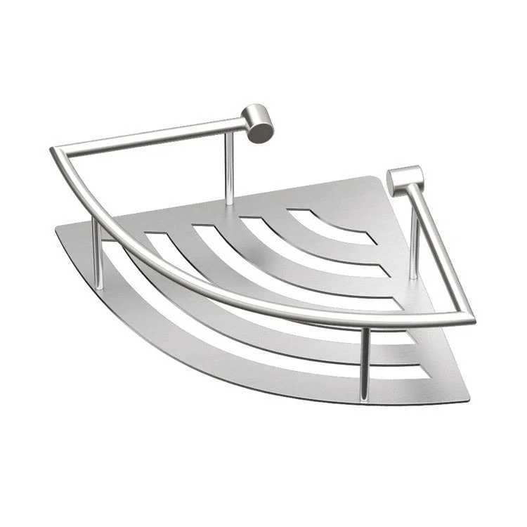 Shelf Elegant Corner Shelf with Rails Brushed 8 Inch Stainless Steel