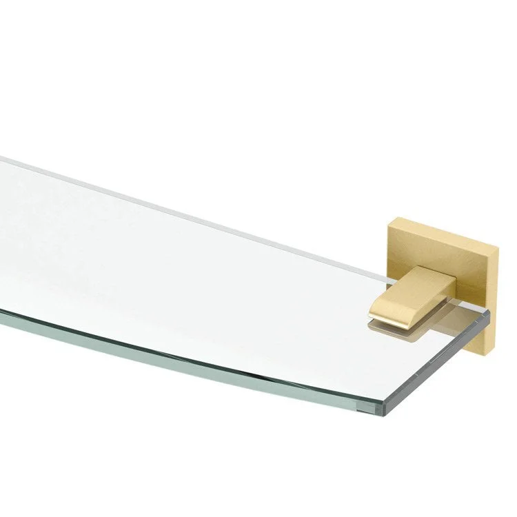 Shelf Elevate Curved Glass Shelf Brushed Brass 20.125 Inch Tempered Glass