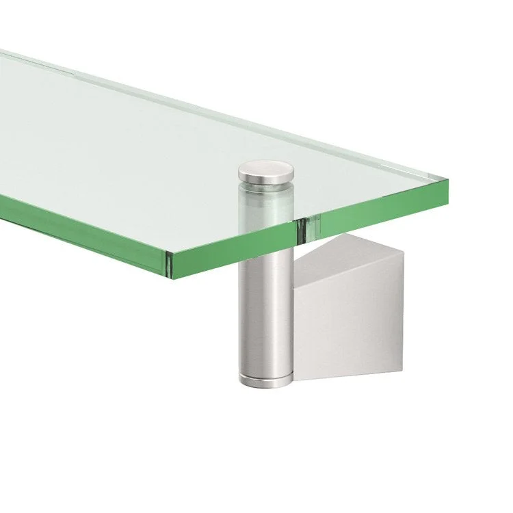 Shelf Bleu Rectangle Glass Shelf Satin Nickel 20.125 Inch Tempered Glass