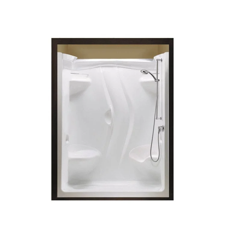 Shower Stamina Rectangular 2 Pieces White 59-1/2 x 59-1/2 x 76-3/8 Inch Acrylic Right Seat Right Drain 59-1/2 Inch