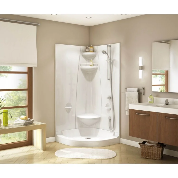 Shower Freestyle Neo-Round White 36-1/2 x 36-1/2 x 77-3/4 Inch Acrylic with Center Seat 36-1/2 Inch