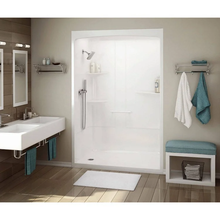 Shower Allia Rectangular White 60 x 60 x 88 Inch Acrylic Left Seat Center Drain 60 Inch