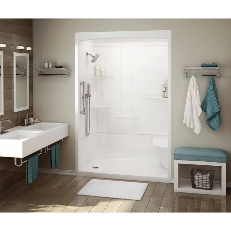 Shower Allia Rectangular 3 Pieces White 60 x 60 x 88 Inch Acrylic Left Seat Center Drain 60 Inch