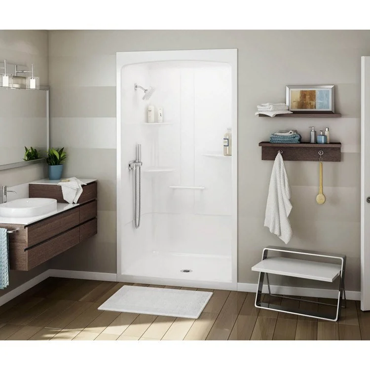 Shower Allia Rectangular White 48 x 48 x 88 Inch Acrylic No Seat Center Drain 48 Inch