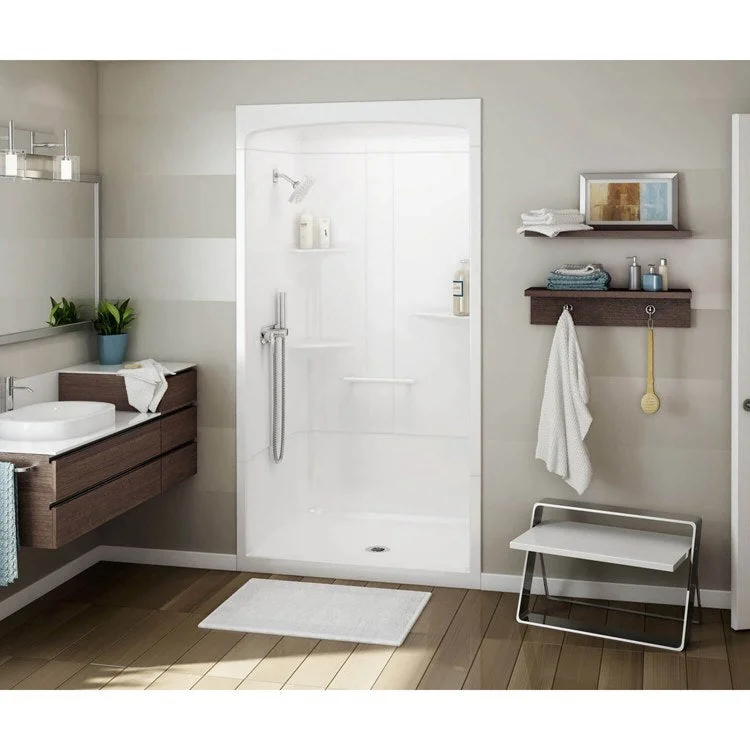 Shower Allia Rectangular 3 Pieces White 48 x 48 x 88 Inch Acrylic No Seat Center Drain 48 Inch