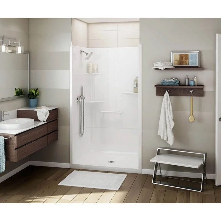 Shower Allia Rectangular White 48 x 48 x 79 Inch Acrylic No Seat Center Drain 48 Inch