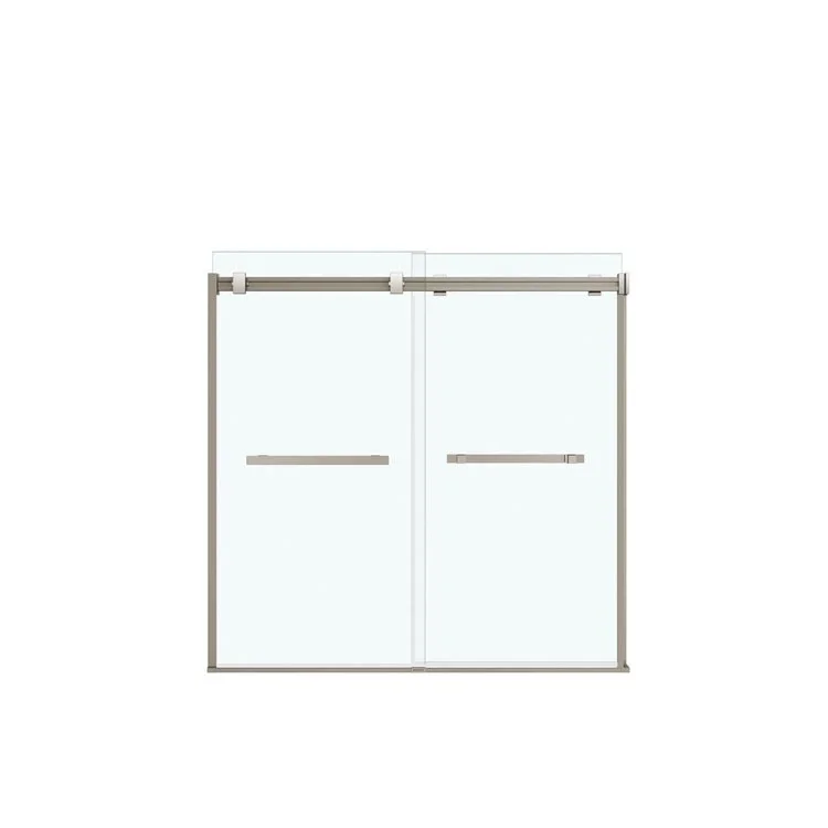 Shower Door Duel Sliding 59L x 55-1/2H Inch Brushed Nickel Clear 5/16 Inch 55 to 59x55-1/2 Inch