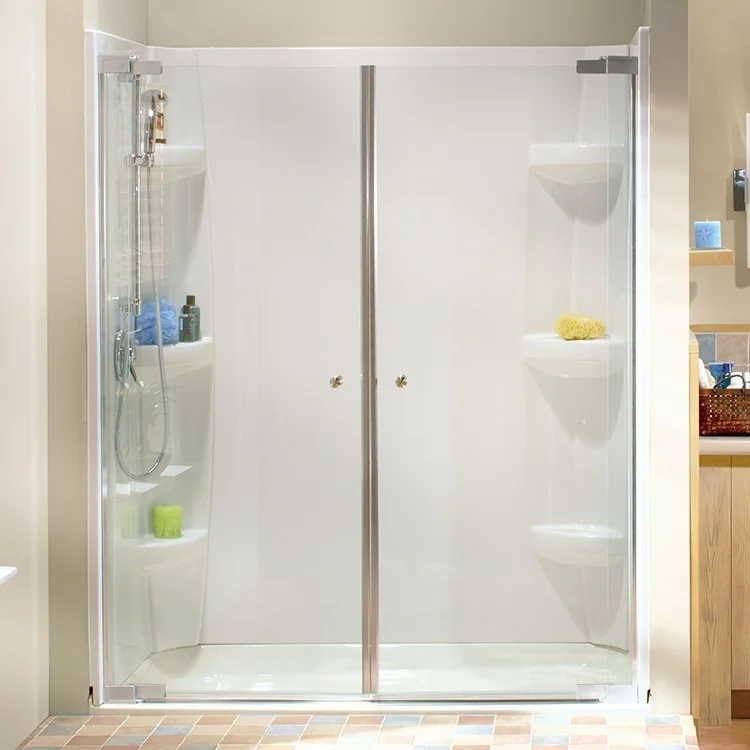 Shower Door Kleara 2-Panel Pivot 45-1/2 x 69 Inch Chrome Clear 1/4 Inch 42-1/2 to 45-1/2 x 69 Inch