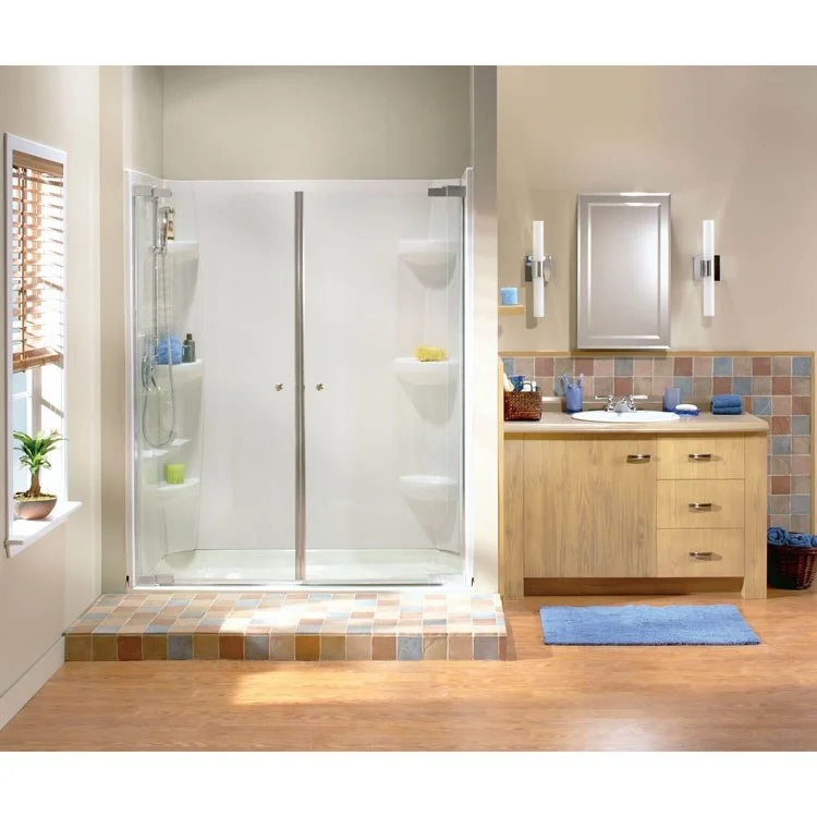 Shower Door Kleara 2-Panel Pivot 57-1/2L x 69H Inch Nickel Clear 1/4 Inch 54-1/2 to 57-1/2x69 Inch