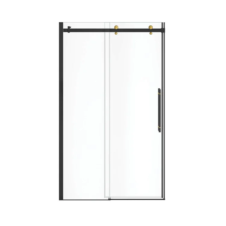 Shower Door Vela Sliding 47L x 78-3/4H Inch Matte Black/Brushed Gold Clear 5/16 Inch 44-1/2 to 47x78-3/4 Inch