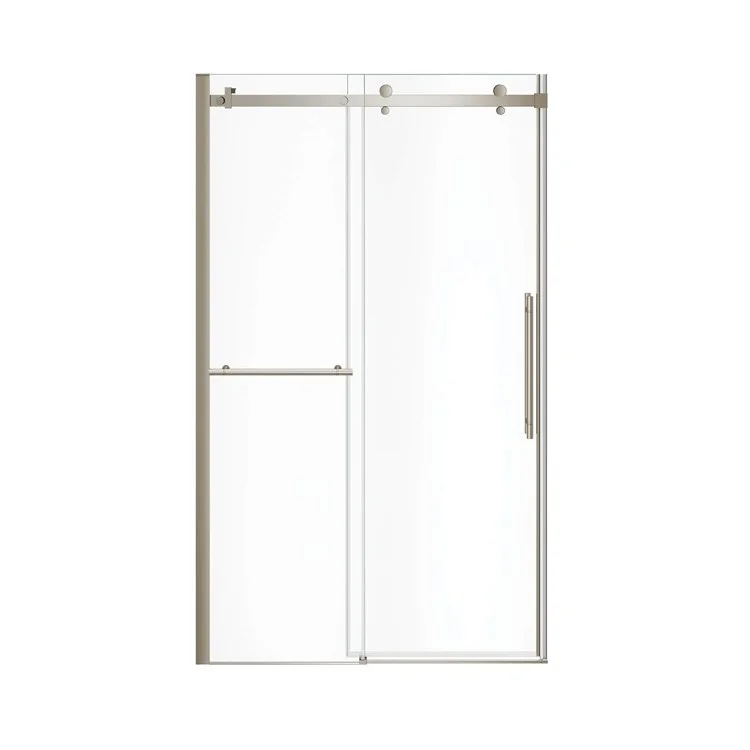 Shower Door Vela Sliding with Towel Bar 47L x 78-3/4H Inch Brushed Nickel Clear 5/16 Inch 44-1/2 to 47x78-3/4 Inch