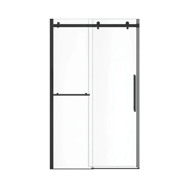 Shower Door Vela Sliding with Towel Bar 47L x 78-3/4H Inch Matte Black Clear 5/16 Inch 44-1/2 to 47x78-3/4 Inch