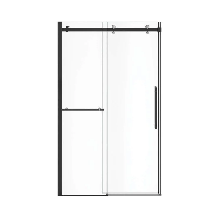 Shower Door Vela Sliding with Towel Bar 47L x 78-3/4H Inch Matte Black/Chrome Clear 5/16 Inch 44-1/2 to 47x78-3/4 Inch