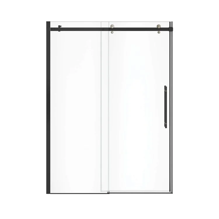 Shower Door Vela Sliding 59L x 78-3/4H Inch Matte Black/Brushed Nickel Clear 5/16 Inch 56-1/2 to 59x78-3/4 Inch