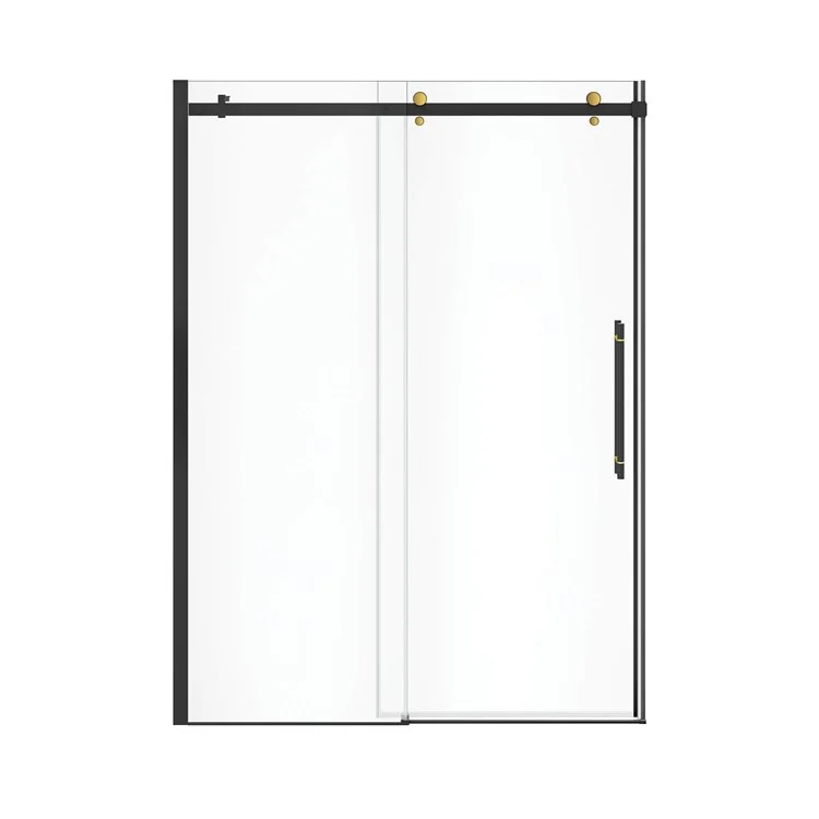 Shower Door Vela Sliding 59L x 78-3/4H Inch Matte Black/Brushed Gold Clear 5/16 Inch 56-1/2 to 59x78-3/4 Inch