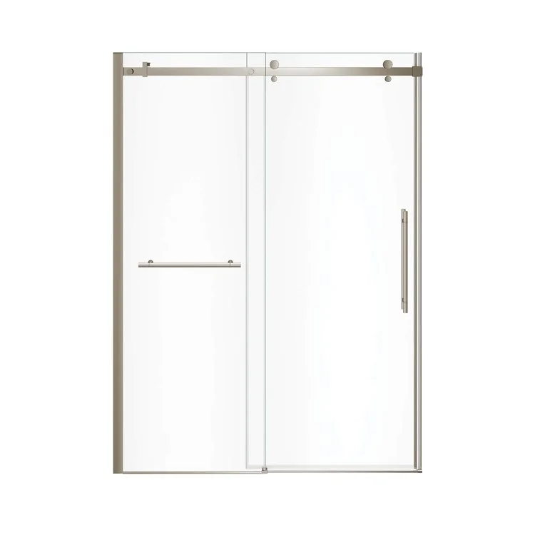 Shower Door Vela Sliding with Towel Bar 59L x 78-3/4H Inch Brushed Nickel Clear 5/16 Inch 56-1/2 to 59x78-3/4 Inch