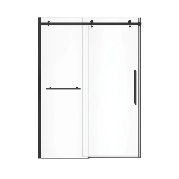 Shower Door Vela Sliding with Towel Bar 59L x 78-3/4H Inch Matte Black Clear 5/16 Inch 56-1/2 to 59x78-3/4 Inch