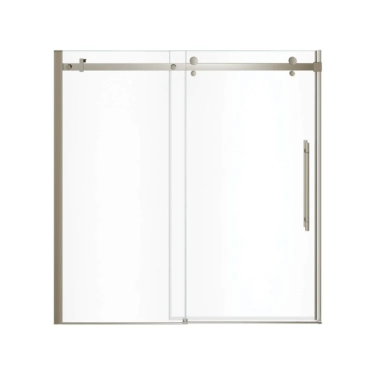 Tub and Shower Door Vela Sliding 59 x 59 Inch Brushed Nickel Clear 5/16 Inch