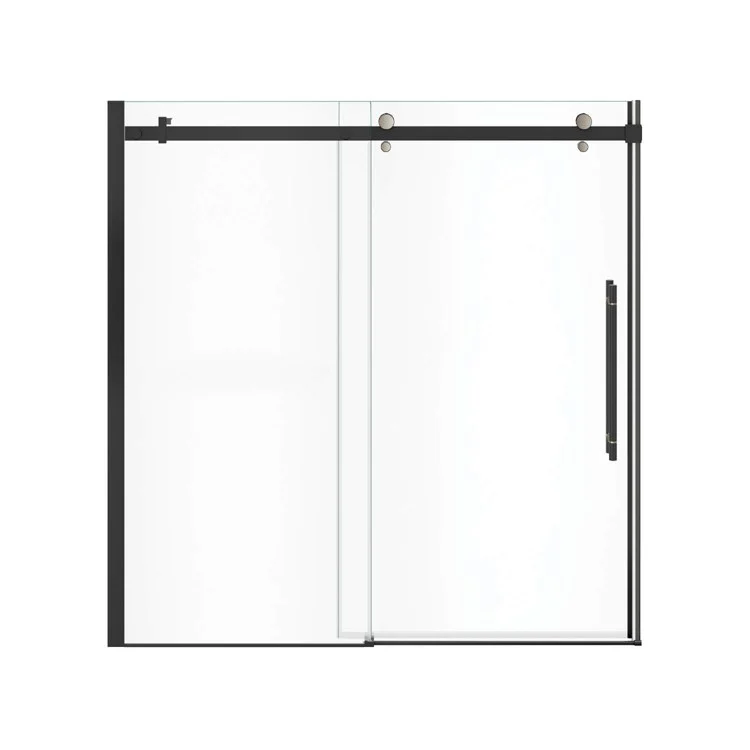 Tub and Shower Door Vela Sliding 59 x 59 Inch Matte Black/Brushed Nickel Clear 5/16 Inch 22-1/2 to 24-1/2 Inch