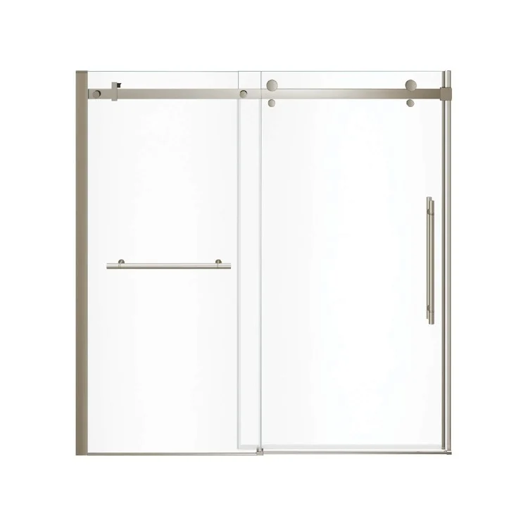 Tub and Shower Door Vela Sliding 59 x 59 Inch Brushed Nickel Clear 5/16 Inch 22-1/2 to 24-1/2 Inch