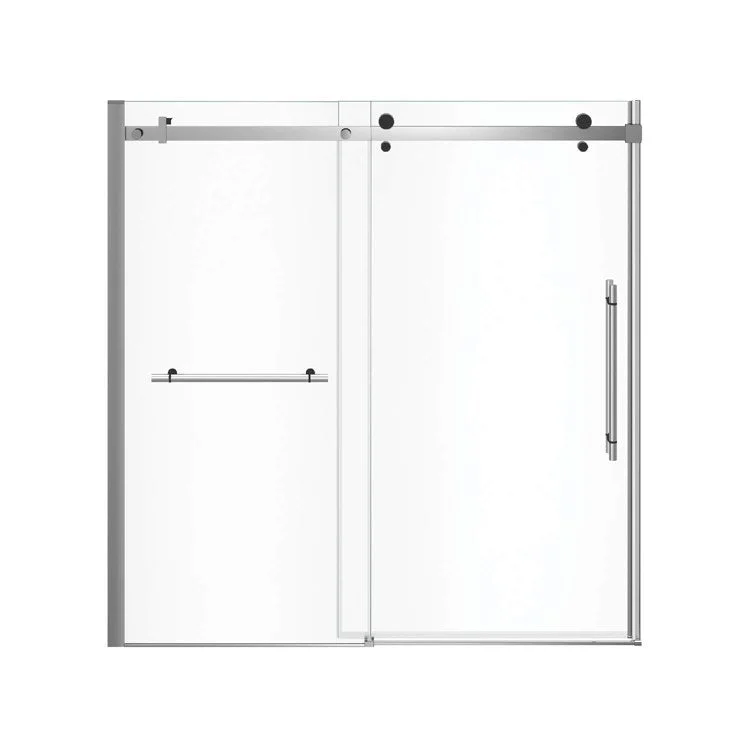 Tub and Shower Door Vela Sliding with Towel Bar 59 x 59 Inch Chrome/Matte Black Clear 5/16 Inch 22-1/2 to 24-1/2 Inch