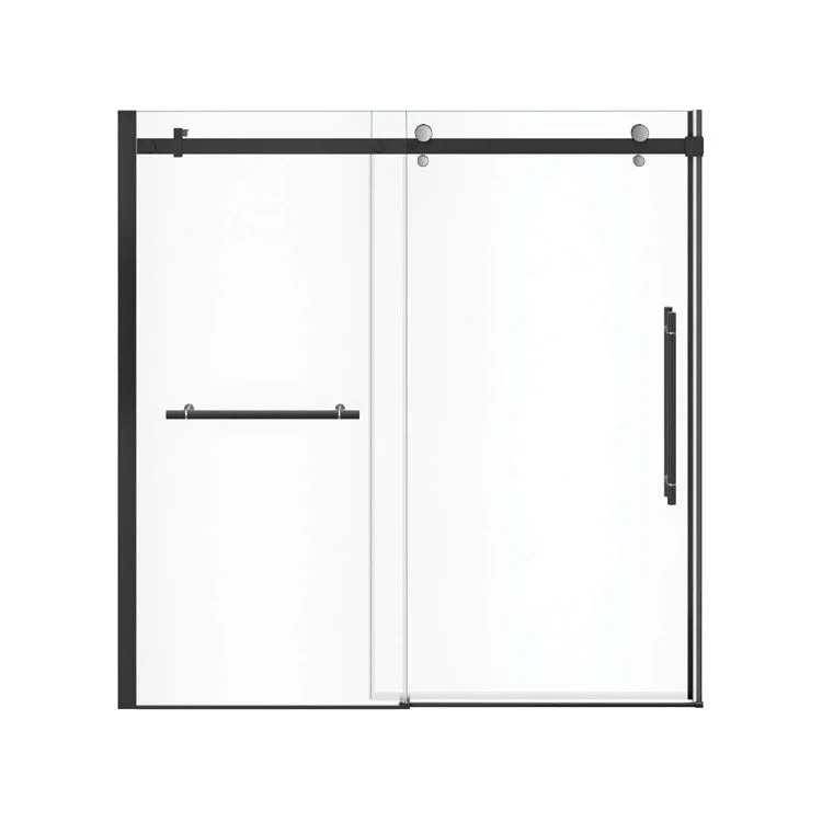 Tub and Shower Door Vela Sliding with Towel Bar 59 x 59 Inch Matte Black/Chrome Clear 5/16 Inch 22-1/2 to 24-1/2 Inch