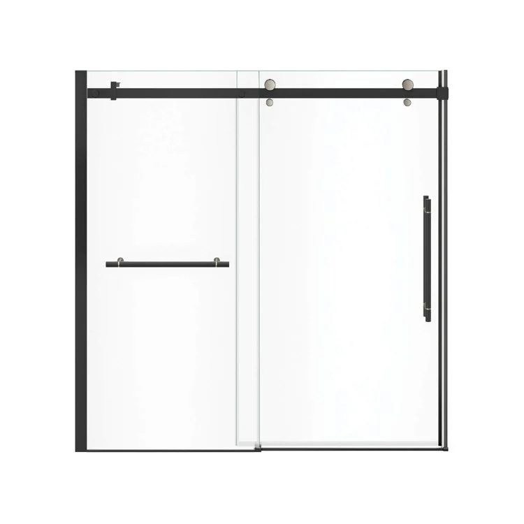 Tub and Shower Door Vela Sliding with Towel Bar 59 x 59 Inch Matte Black/Brushed Nickel Clear 5/16 Inch 22-1/2 to 24-1/2 Inch