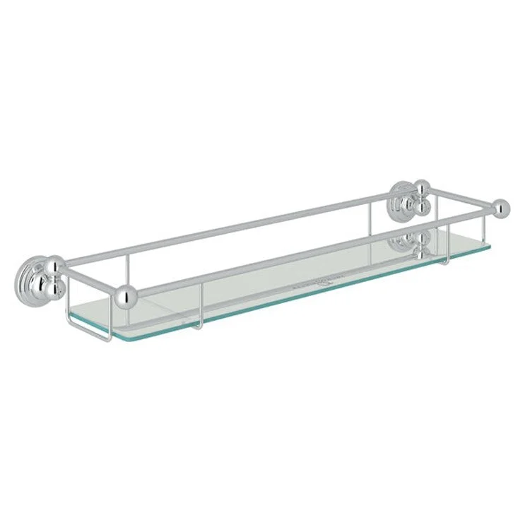 Wall Shelf Edwardian Polished Chrome 20 Inch Brass/Tempered Glass