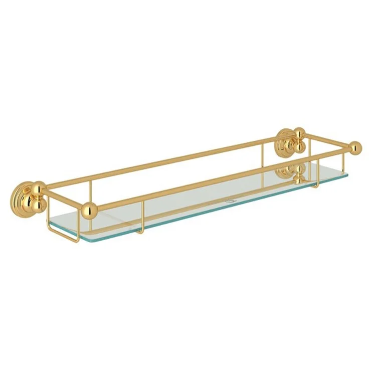 Wall Shelf Edwardian English Gold 20 Inch Brass/Tempered Glass